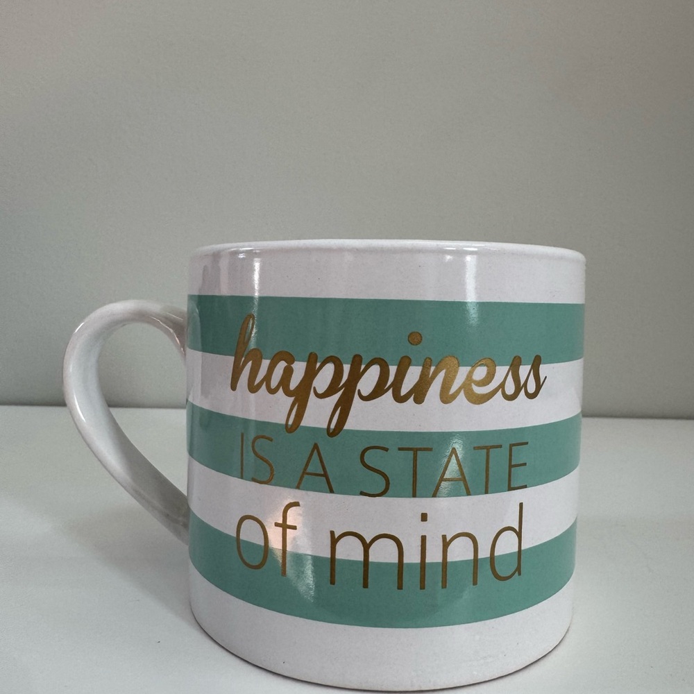 American Atelier Large โHappiness is a State of Mindโ Stoneware Mug